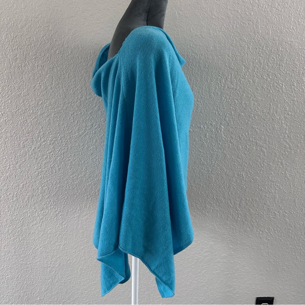 Claudia Nichole 100% Cashmere Turquoise Poncho Wrap OS Luxury Sweater - Picture 3 of 9